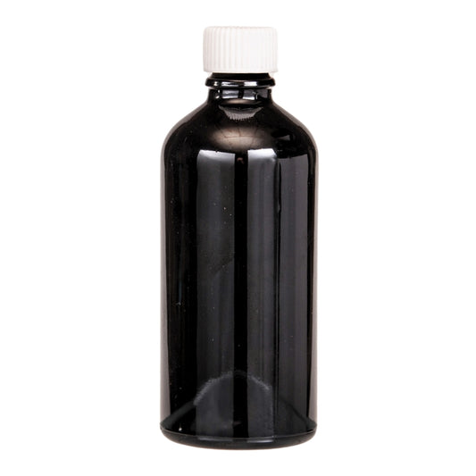 100ml Black Glass Aromatherapy Bottle with Screw Cap - White (18/410)