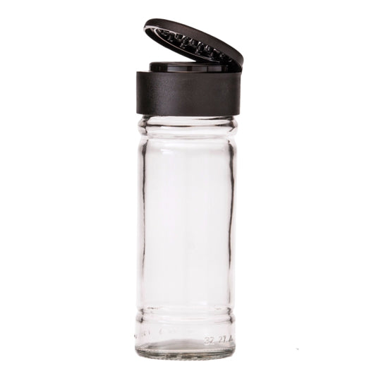 100ml Clear Glass Shaker Jar with 19 Hole Shaker - Black