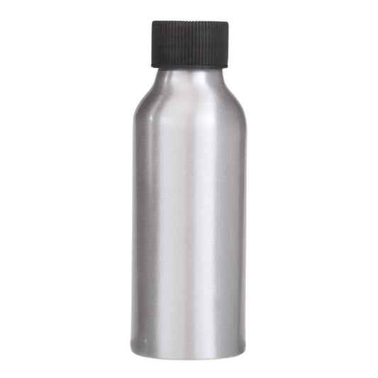 100ml Silver Aluminium Bottle with LDPE Screw Cap - Black (24/410)