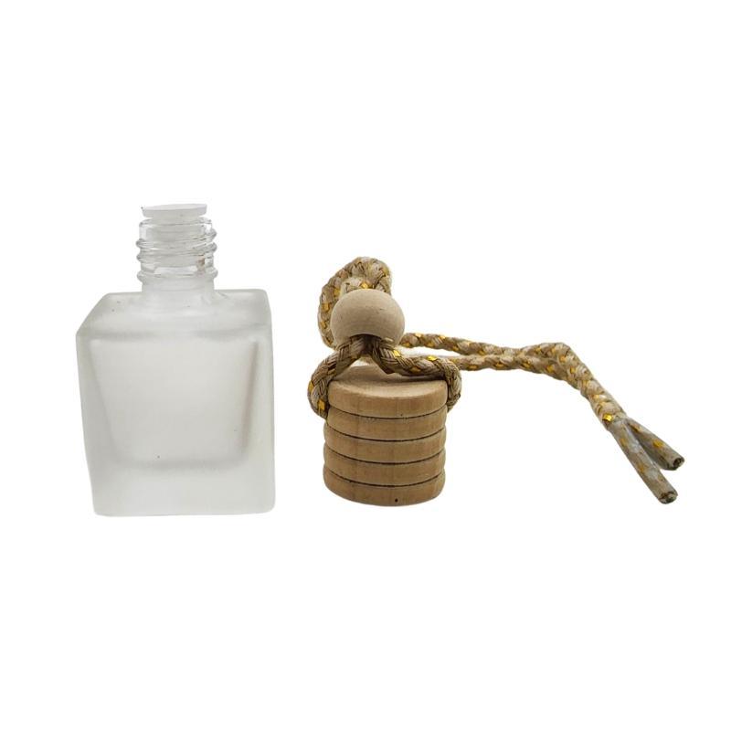 10ml Frosted Glass Square Perfume Bottle & Natural Tassels & Wooden Screw Cap