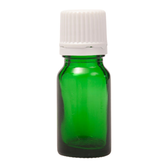 10ml Green Glass Bottle with Fast Flow Dropper Cap - White