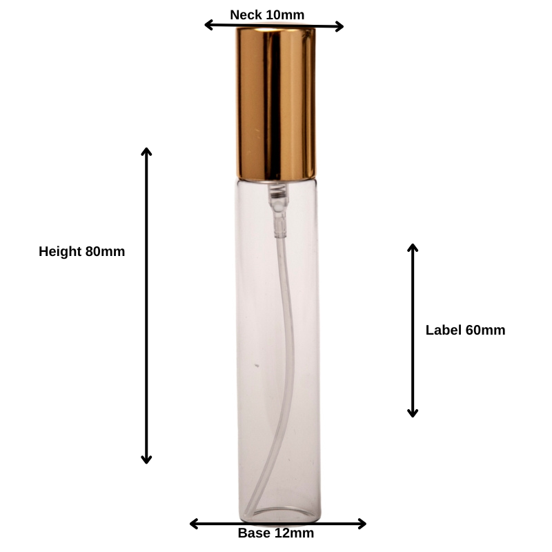 15ml Clear Glass Perfume Vial & Gold Atomiser