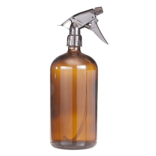 1 Litre Amber Glass Medical Round Bottle with Trigger Spray - Black (28/410)