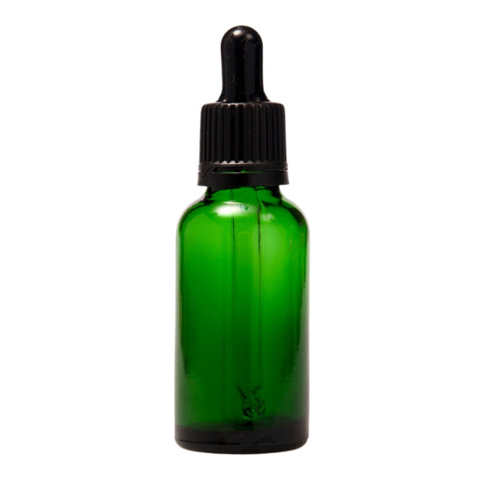 30ml Green Glass Aromatherapy Bottle with Pipette - Black (18/78)