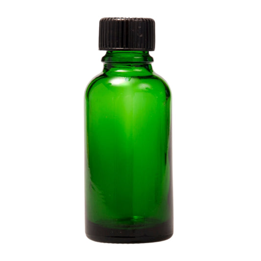 30ml Green Glass Aromatherapy Bottle with Screw Cap - Black (18/410)