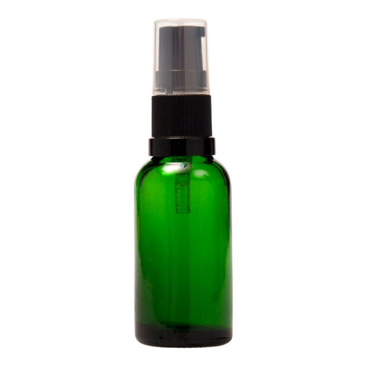 30ml Green Glass Aromatherapy Bottle with Serum Pump - Black (18/410)