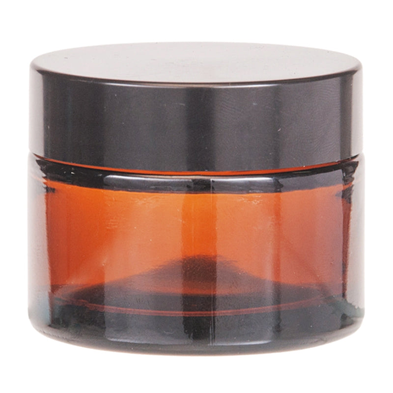 50g Amber Glass Jar and Black Lid and Inner Lid Shive Complete