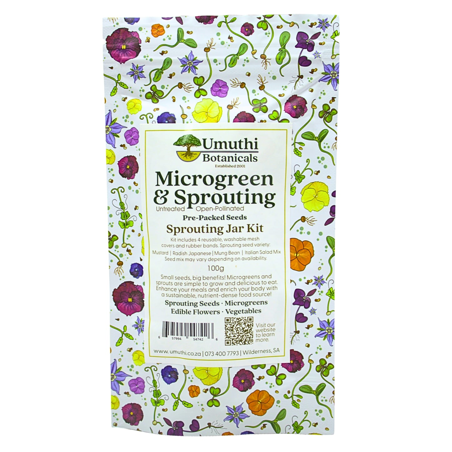 Sprouting Kit with Sample Seeds with Mesh & 1L Clear Glass Jar