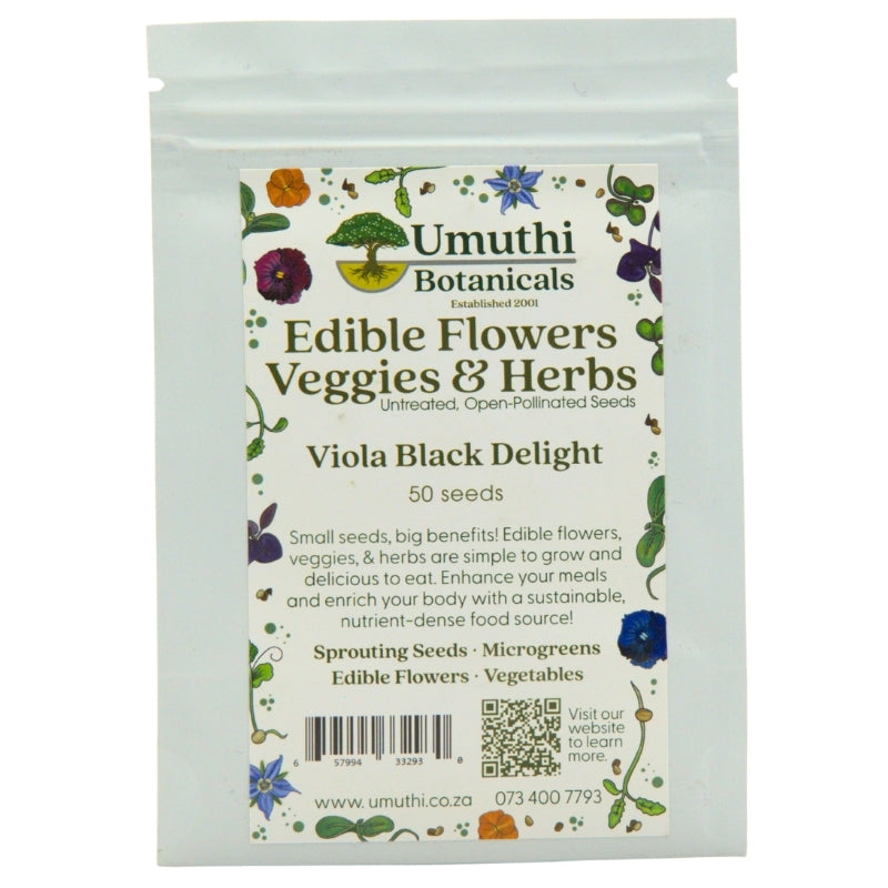 edible viola flower seeds Umuthi Viola Black Delight Seeds – Essentially Natural