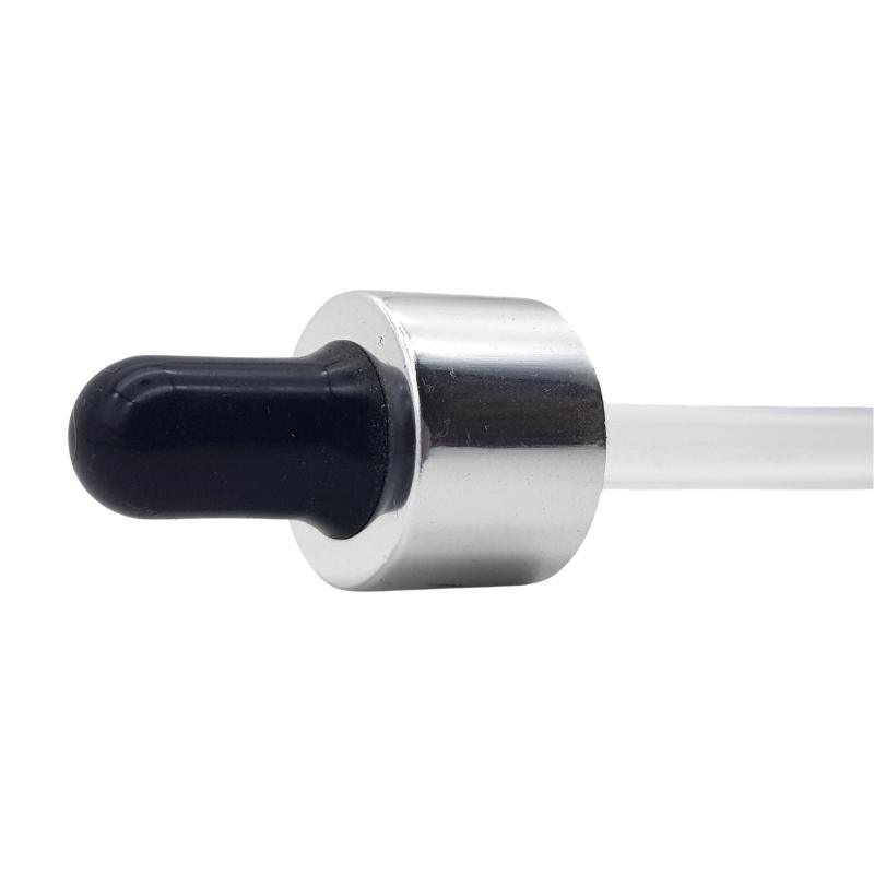 Pipette - Black & Silver Collar for Aromatherapy Bottle 100ml (18/110) - Single (1 Unit) - Bottles & Jars