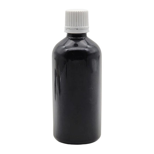 100ml Black Glass Bottle with Fast Flow Dropper Cap - White