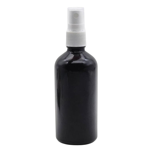 100ml Black Glass Aromatherapy Bottle with Spritzer - White (18/410)