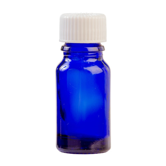 10ml Blue Glass Aromatherapy Bottle with Screw Cap - White (18/410)