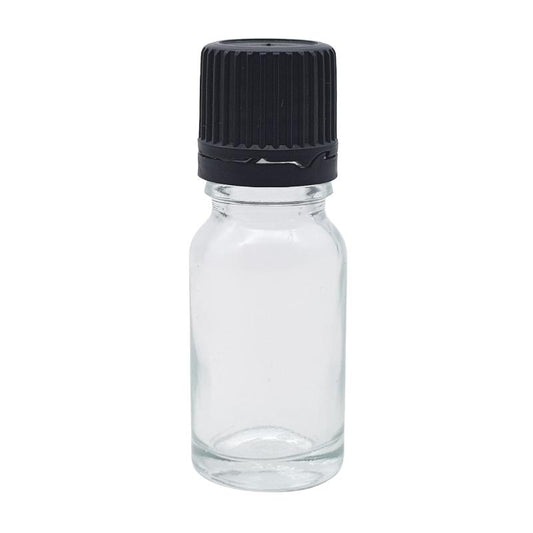 10ml Clear Glass Bottle with Fast Flow Dropper Cap - Black