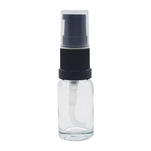 10ml Clear Glass Aromatherapy Bottle with Serum Pump - Black (18/410)