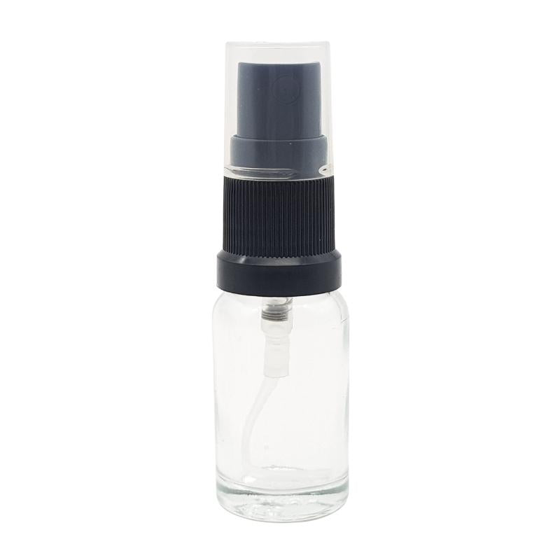 10ml Clear Glass Aromatherapy Bottle with Spritzer - Black (18/410)
