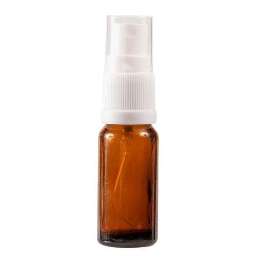 10ml Amber Glass Aromatherapy Bottle with Spritzer - White (18/410)