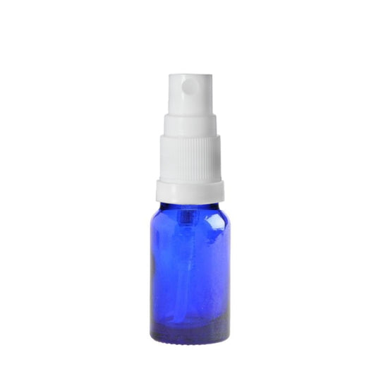 10ml Blue Glass Aromatherapy Bottle with Spritzer - White (18/410)