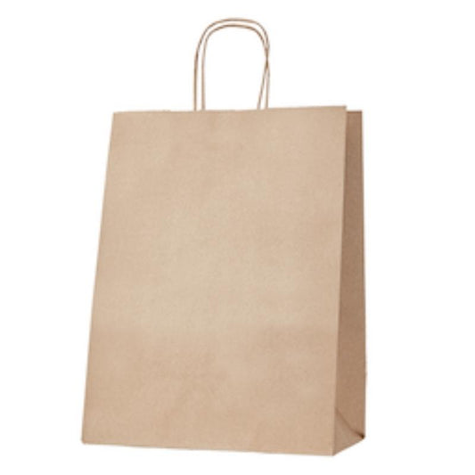 120gsm Thriftypak Kraft Gusseted Bag with Paper Twist Handles