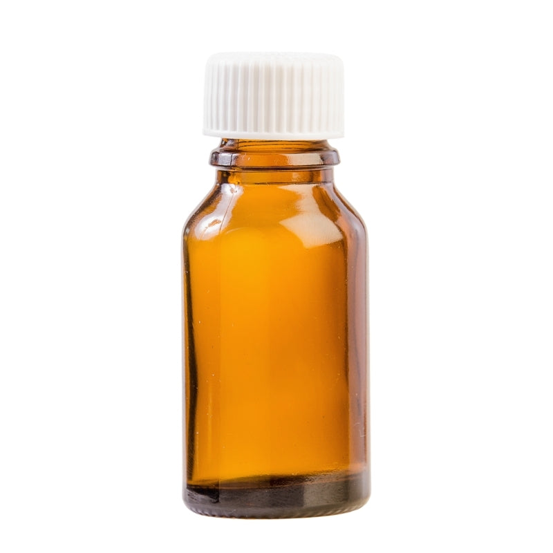 15ml Amber Glass Aromatherapy Bottle with Screw Cap - White (18/410)