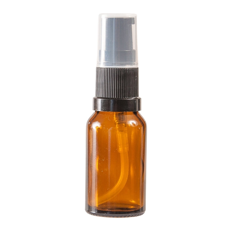 15ml Amber Glass Aromatherapy Bottle with Spritzer - Black (18/410)