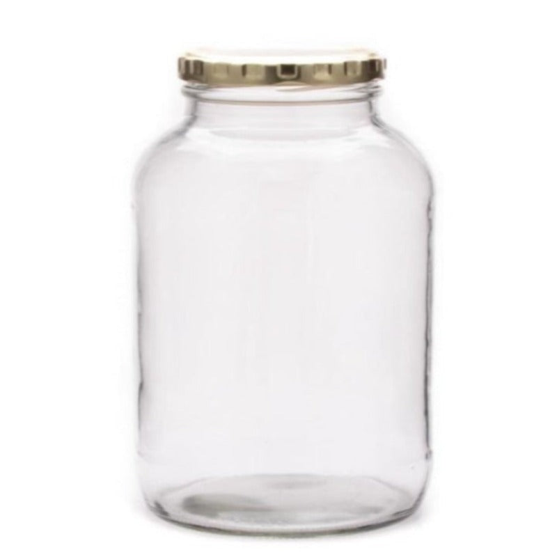 1 Litre Clear Glass Catering Jar with Gold Metal Lid (82mm Twist)