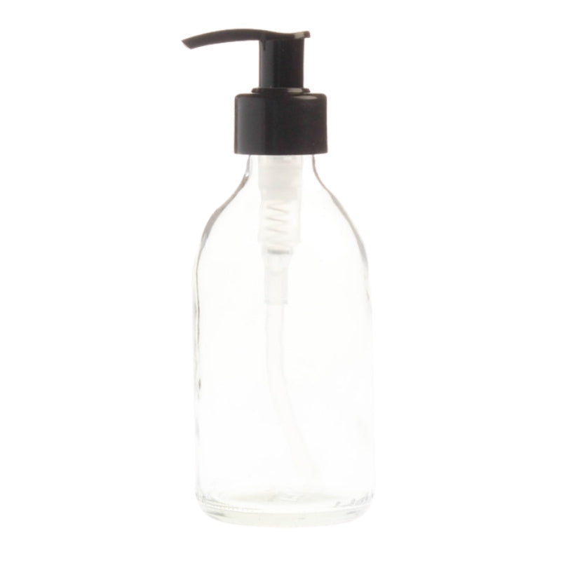 Buy 200ml Clear Glass Generic Bottle with Pump Dispenser - White (28/410)  Online – Essentially Natural