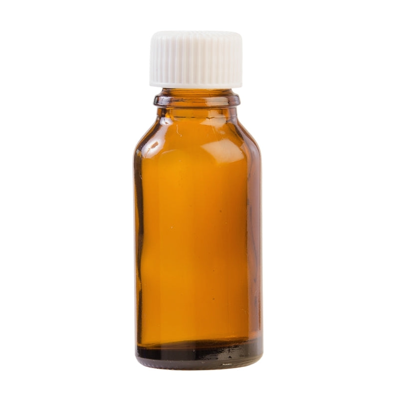 20ml Amber Glass Aromatherapy Bottle with Screw Cap - White (18/410)