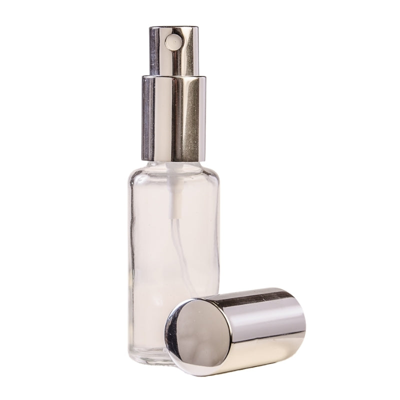 Buy 25ml Clear Glass Perfume Bottle with Mist Pump Silver with