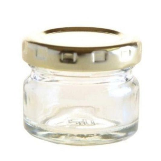 28ml Clear Glass Jar with Gold Metal Lid (43mm Twist)