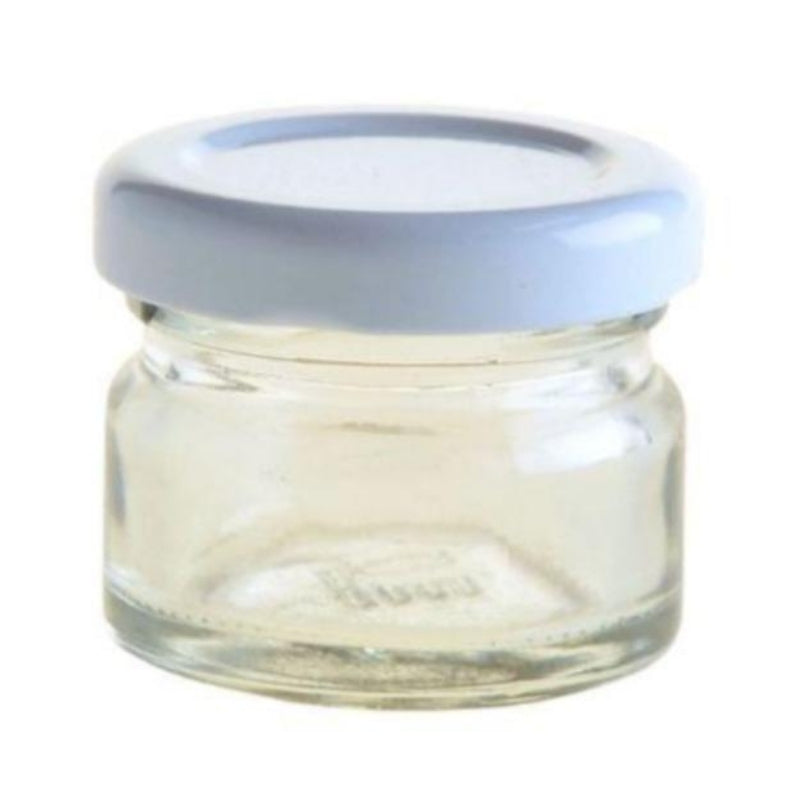 28ml Clear Glass Jar with White Metal Lid (43mm Twist)
