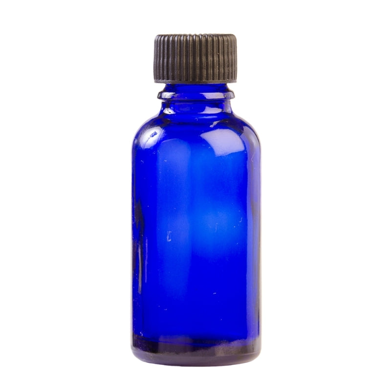 30ml Blue Glass Aromatherapy Bottle with Screw Cap - Black (18/410)