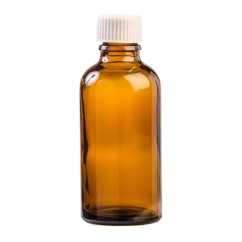 50ml Amber Glass Aromatherapy Bottle with Screw Cap - White (18/410)