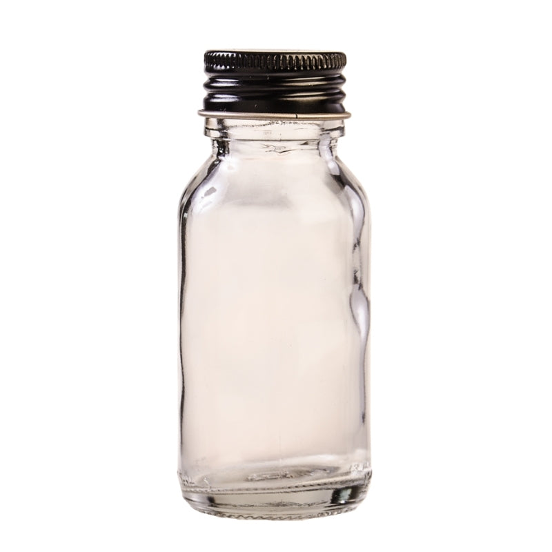 50ml Clear Glass Generic Bottle with Aluminium Screw Cap - Black (28/410)
