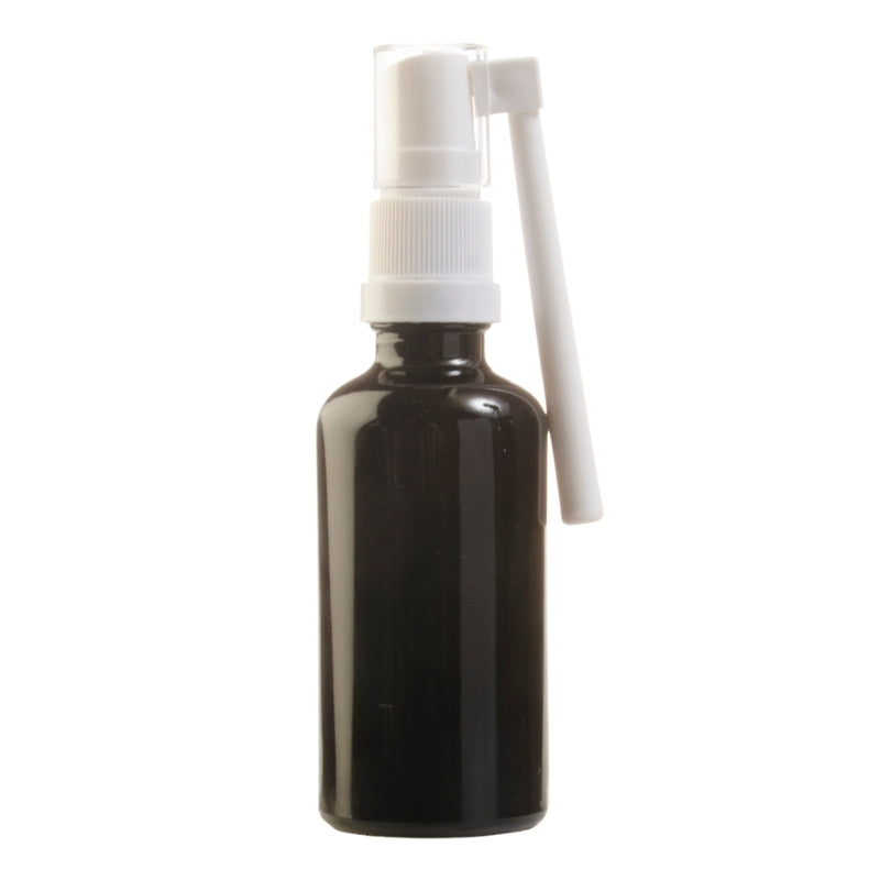 50ml Black Glass Aromatherapy Bottle with Throat Sprayer (18/65)