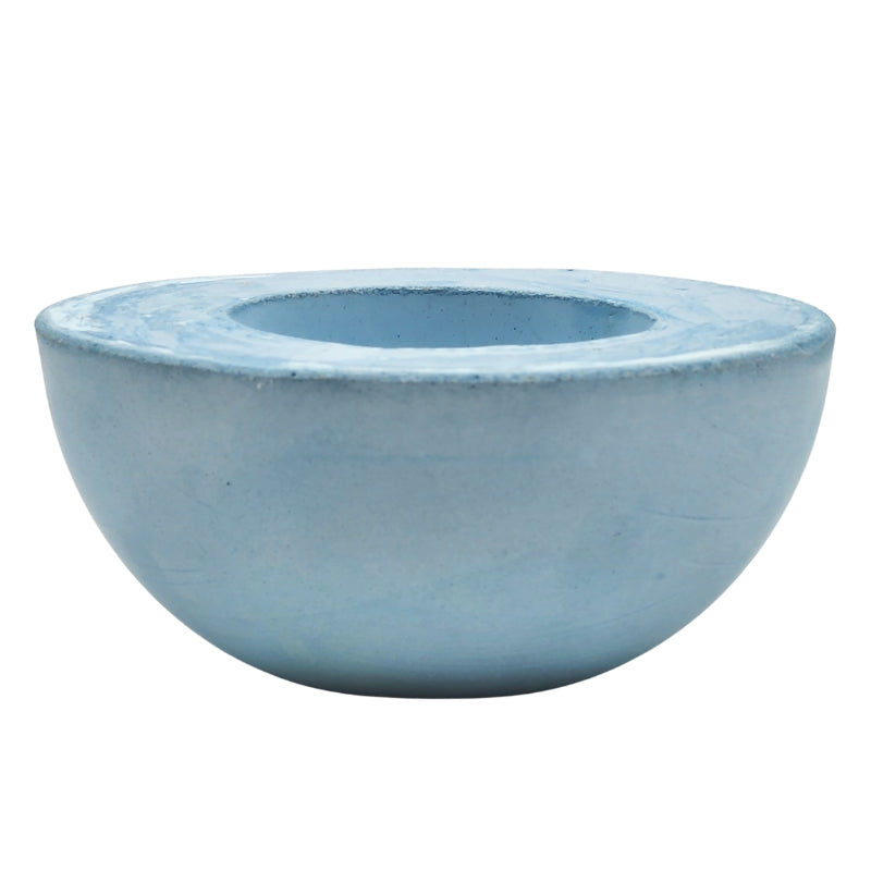Round Concrete Candle Holder Bowl - Baby Blue