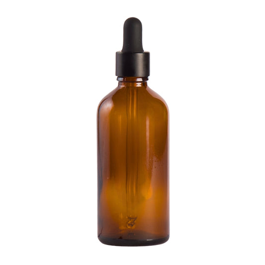 100ml Amber Glass Aromatherapy Bottle with Pipette - Matt Black (18/110)