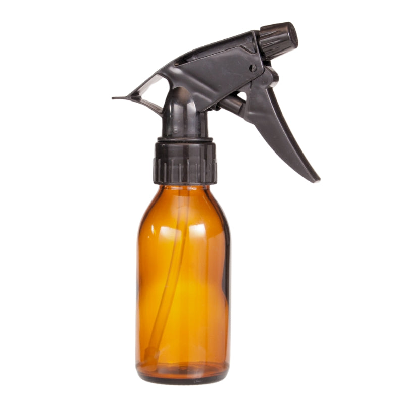 100ml Amber Glass Generic Bottle with Trigger Spray - Black (28/410)