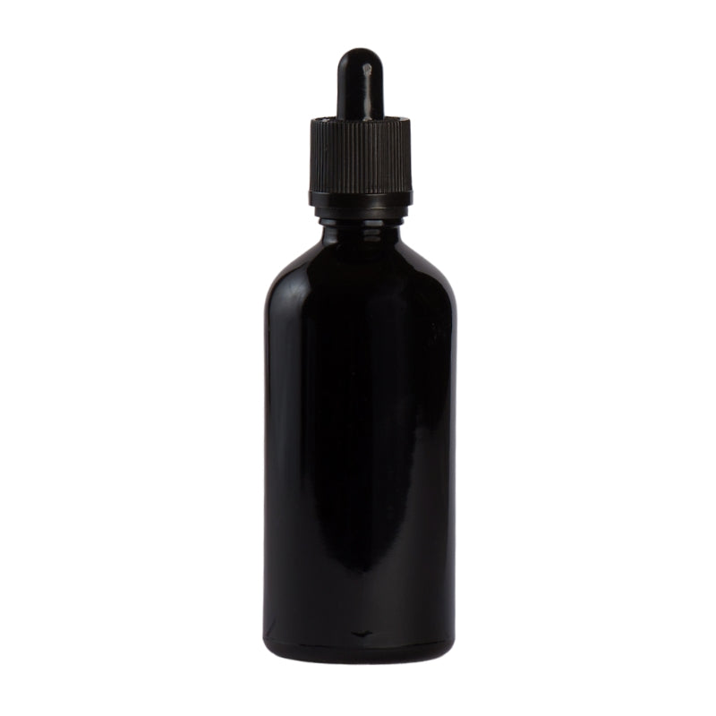 100ml Black Glass Aromatherapy Bottle with Childproof Pipette - Black (18/110)