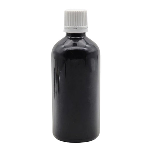 100ml Black Glass Bottle with Slow Flow Dropper Cap - White