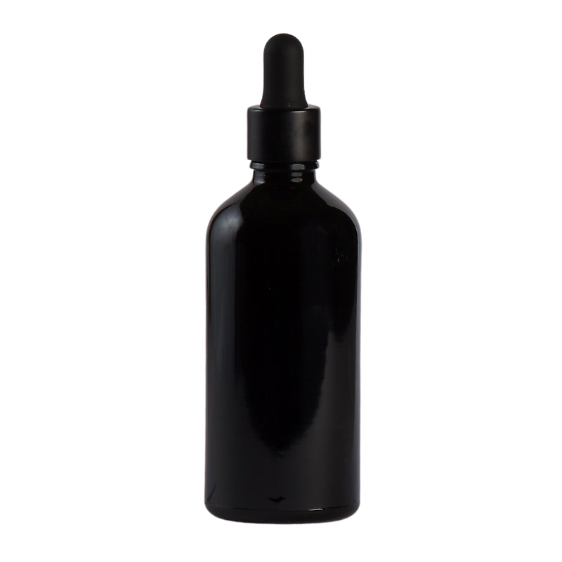 100ml Black Glass Aromatherapy Bottle with Pipette - Matt Black (18/110)