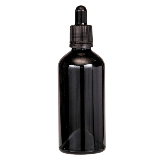 100ml Black Glass Aromatherapy Bottle with Pipette - Black (18/110)