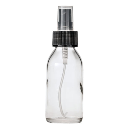100ml Clear Glass Generic Bottle with Atomiser Spray - Black (28/410)