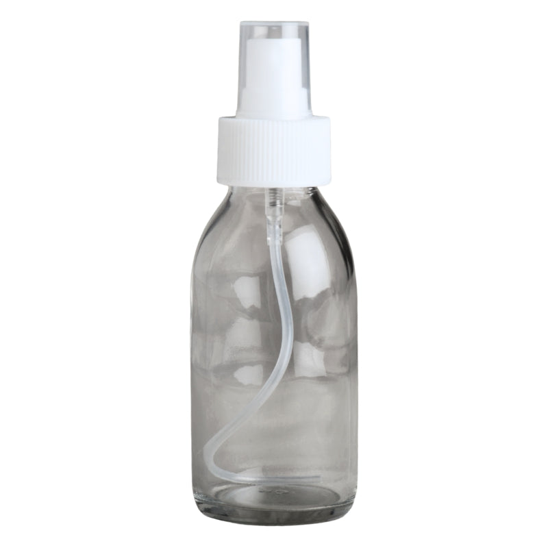 100ml Clear Glass Generic Bottle with Atomiser Spray - White (28/410)