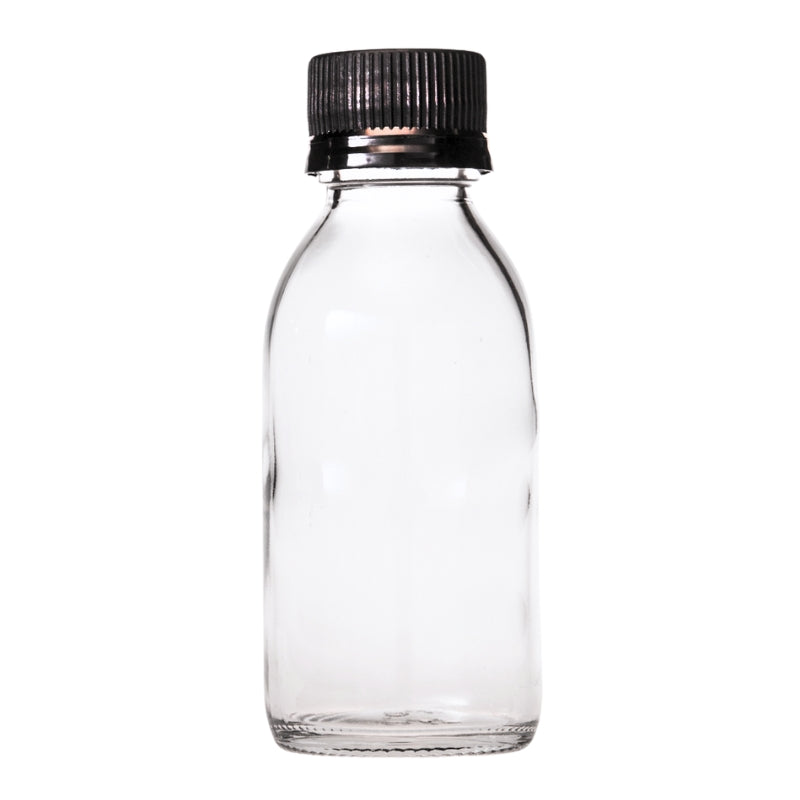100ml Clear Glass Generic Bottle with Tamper Proof Cap - Black (28/410)