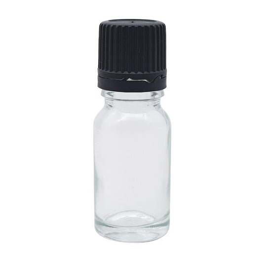 10ml Clear Glass Bottle with Slow Flow Dropper Cap - Black