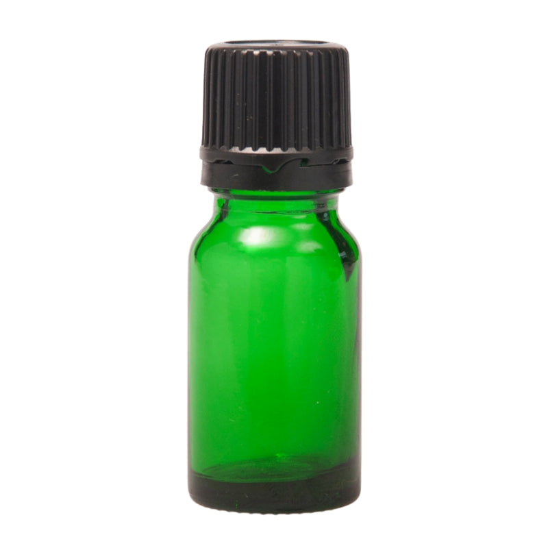 10ml Green Glass Bottle with Slow Flow Dropper Cap - Black