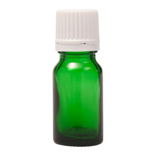 10ml Green Glass Bottle with Slow Flow Dropper Cap - White