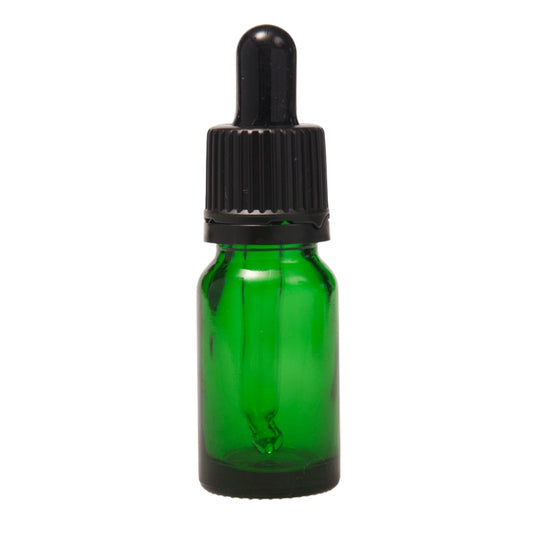 10ml Green Glass Aromatherapy Bottle with Pipette - Black (18/60)