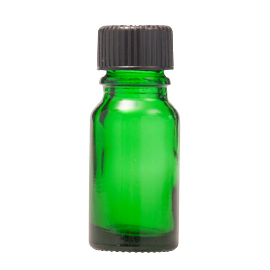 10ml Green Glass Aromatherapy Bottle with Screw Cap - Black (18/410)